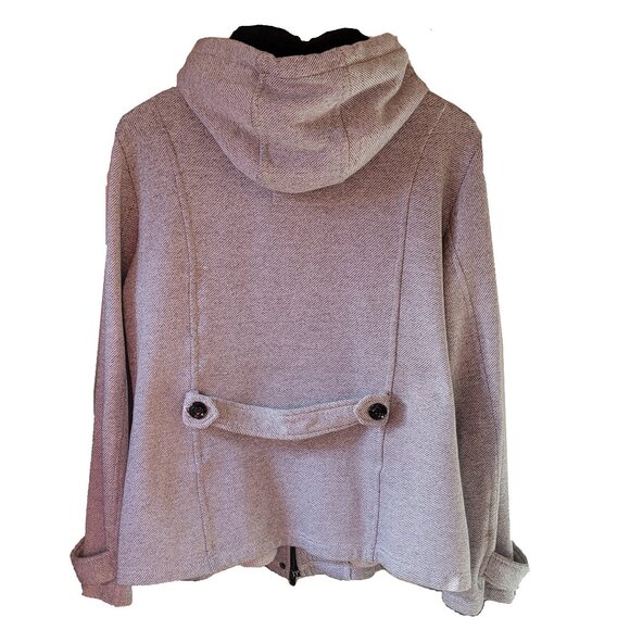 Sebby Jacket Coat Womens XL Full Zip Toggle Buttons Hood Pockets Gray Tweed Look - Picture 4 of 5